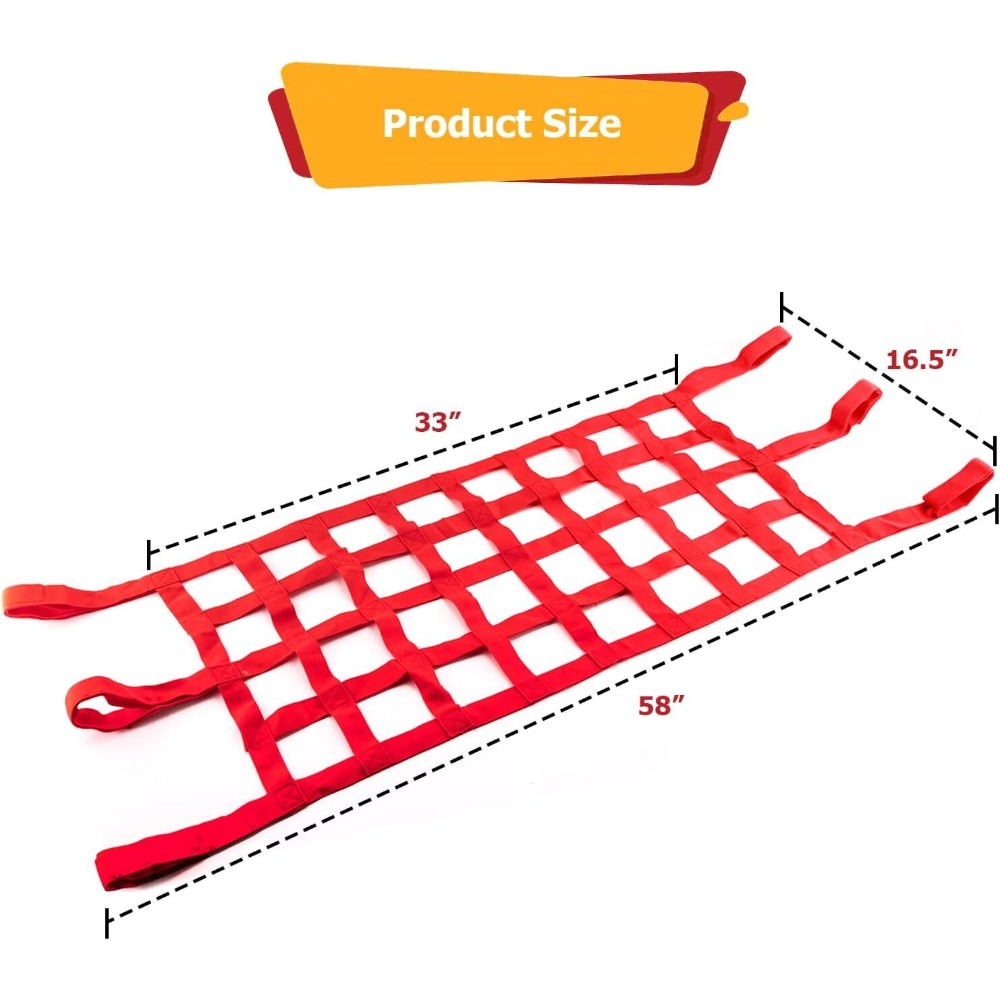 TEMU Filet de toit de voiture Hamac Filet de chargement robuste pour Wrangler TJ YJ JK JKU JL JLU JT 1987-2024 et JB74 2019-2023