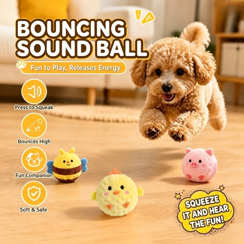4 Random Styles of Pet Interactive Bouncing Sound Toy Balls