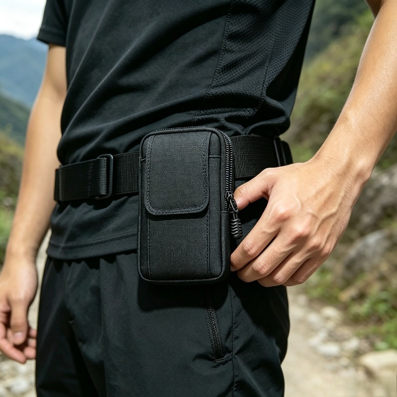 Black Multi-Functional Double-Layer Outdoor Tactical Belt Bag