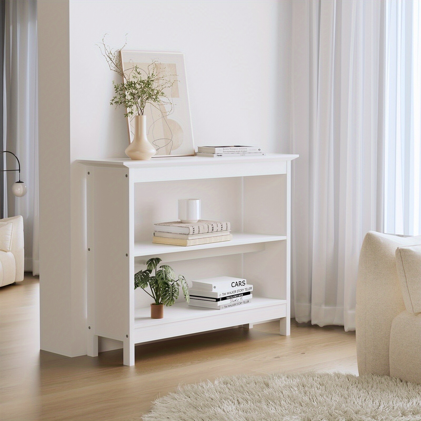 TEMU 3-tier Console Table Open Shelf Wood Sofa Table Hall Side Entry Easy Assembly White