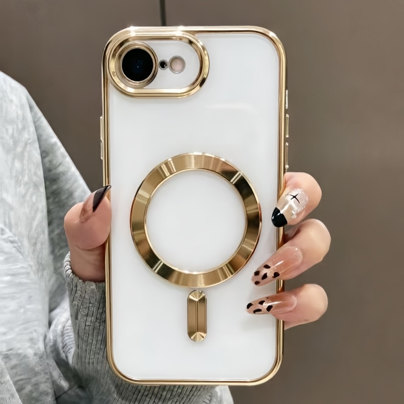 TEMU Phone Case - High-quality Magnetic Wireless Charging Phone Case Suitable For Iphone 17e, 16e. Its Electroplated Frame And Transparent Back Cover