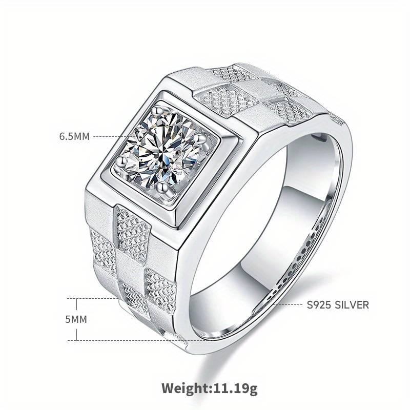 S925 Silver + Moissanite Wedding Ring, Engagement Ring for Men