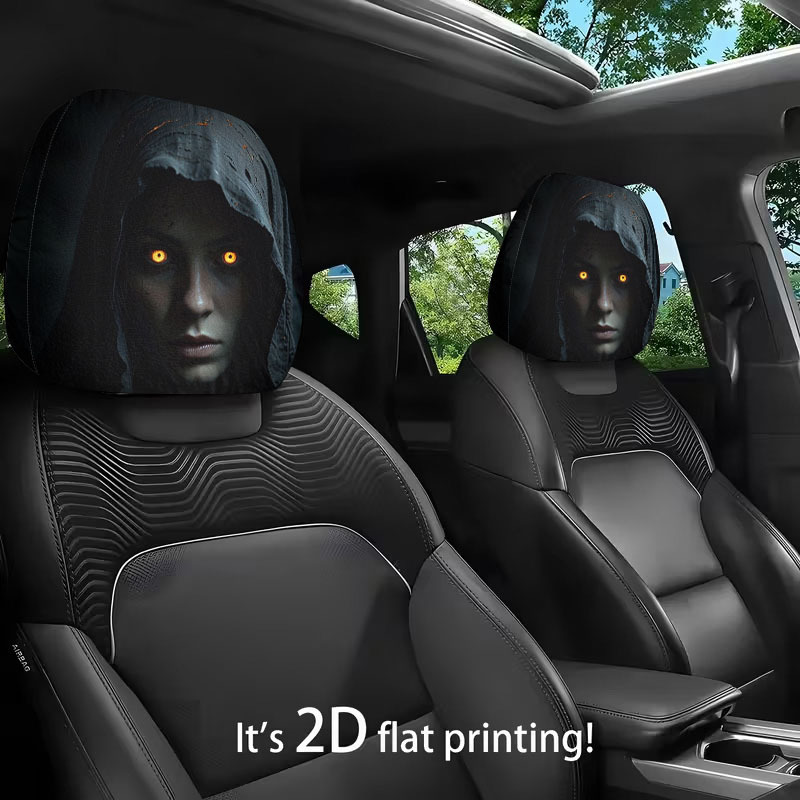 2pcs   hooded bright   mysterious portrait pattern car headrest covers perfect upgrade for car interior showcasing individual charm   for   suitable for all car models   Product details 0