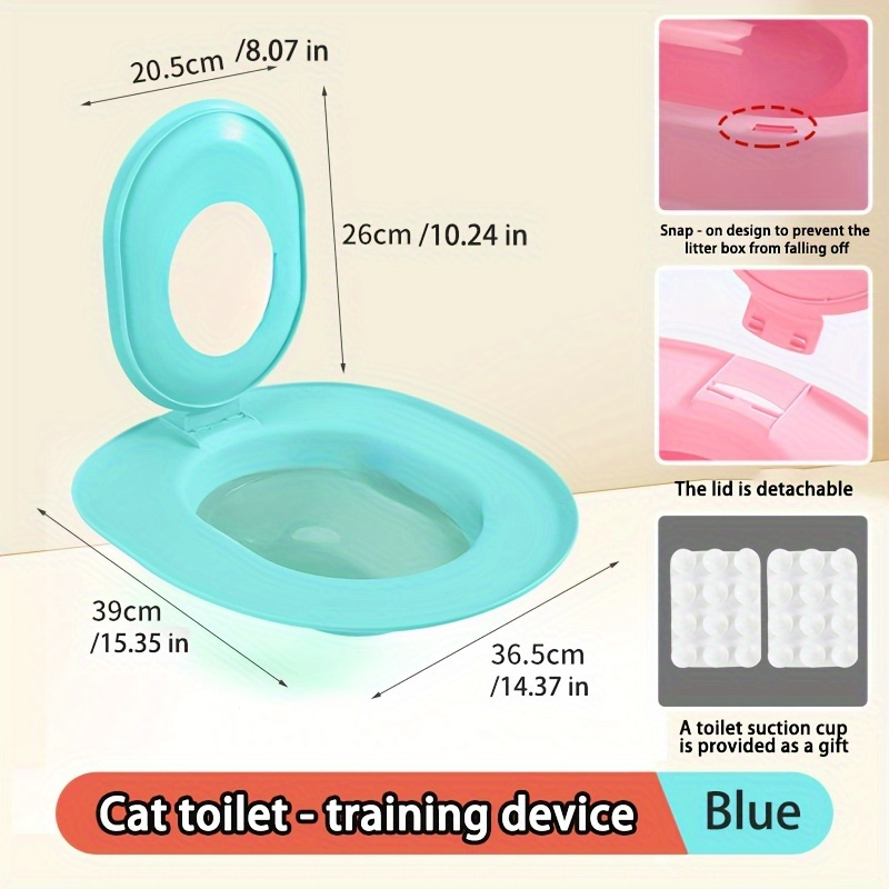 TEMU Easy-to-clean Non-slip Cat Toilet Training Seat, Oval Design, Includes Cushion Box- Suitable For White Cat Toilet Training