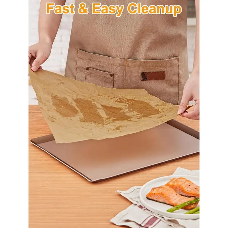 parchment paper roll for baking 2pack of 15 242 ft 600 sq. ft nonstick baking paper sheets with slide cutter heavy duty extra long for kitchen baking cooking grilling unbleached Product details 5