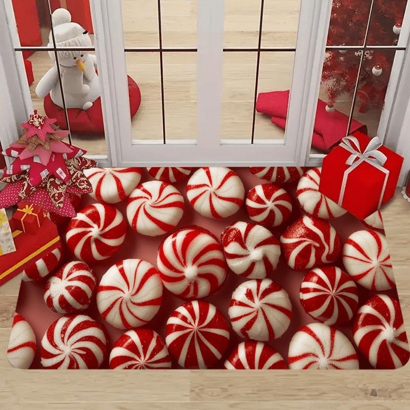 

1pc Polyester Mat Red And , , Christmas Holiday Decor
