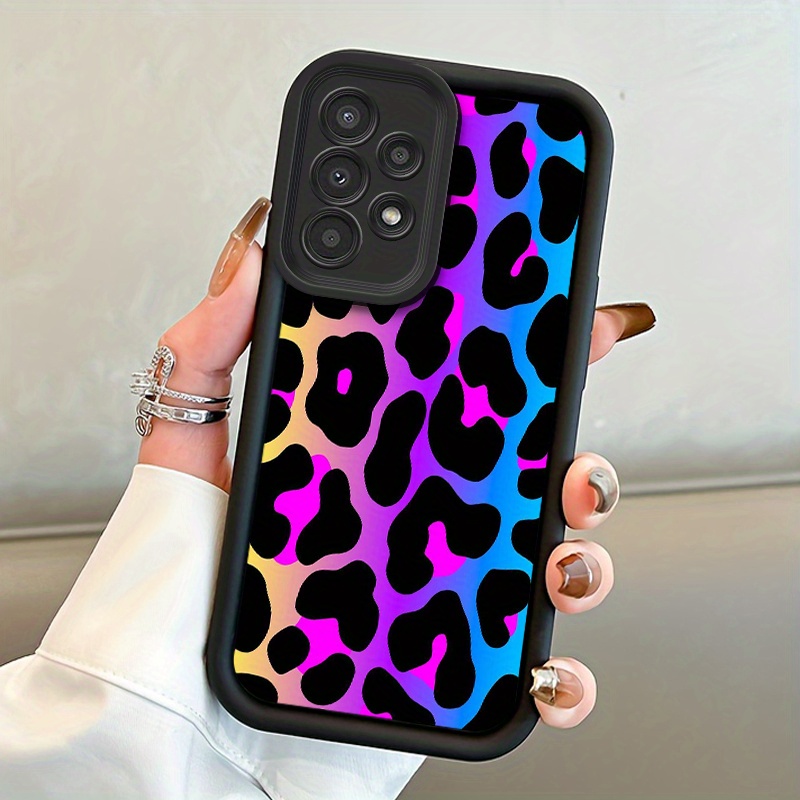 TEMU Phone Case: Beautiful And Luxurious Colored Leopard Print Pattern Ladder All Inclusive Protective Phone Case Suitable For Galaxy