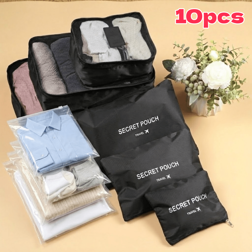 TEMU 10pcs Travel Organizer Set, Travel Storage Set, Clothing Organizer Bags, Travel Underwear Storage Bag, Square Travel Clothing Organizer Set