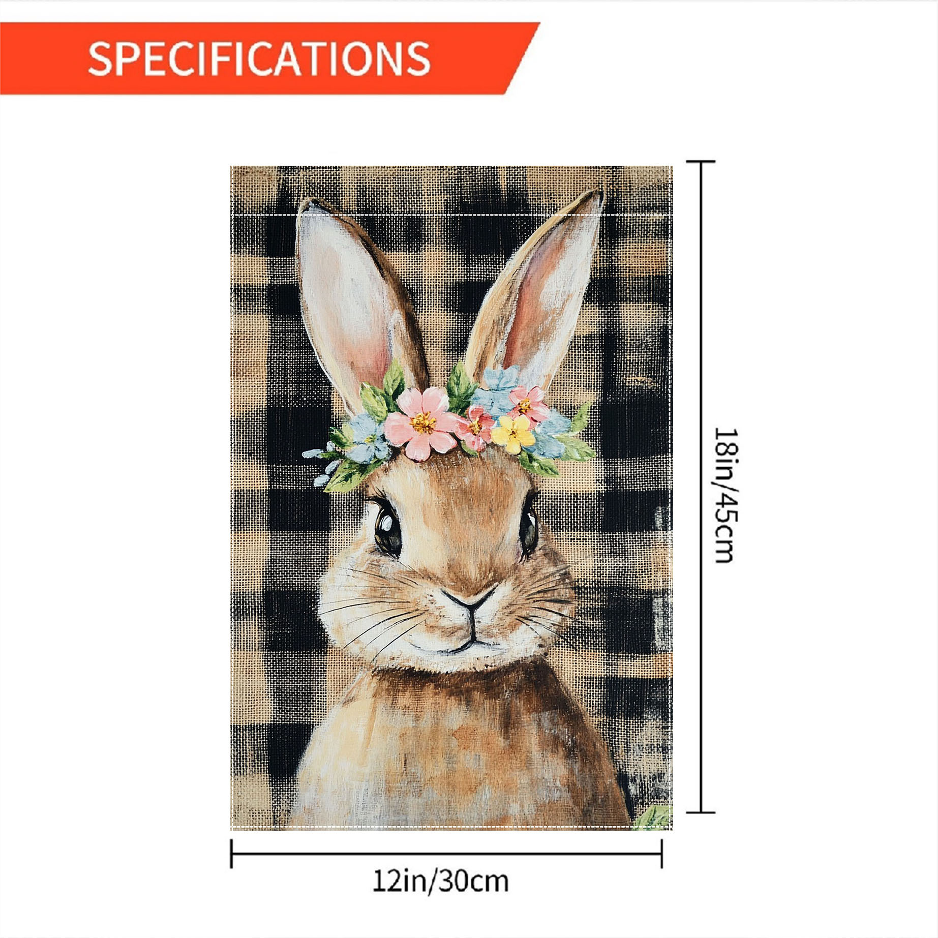 

1pc Easter Bunny Garden Flag, 28x40 Inch, Double-sided Polyester Outdoor Decor, Yard Lawn Decoration With Flower And , No Electricity Needed