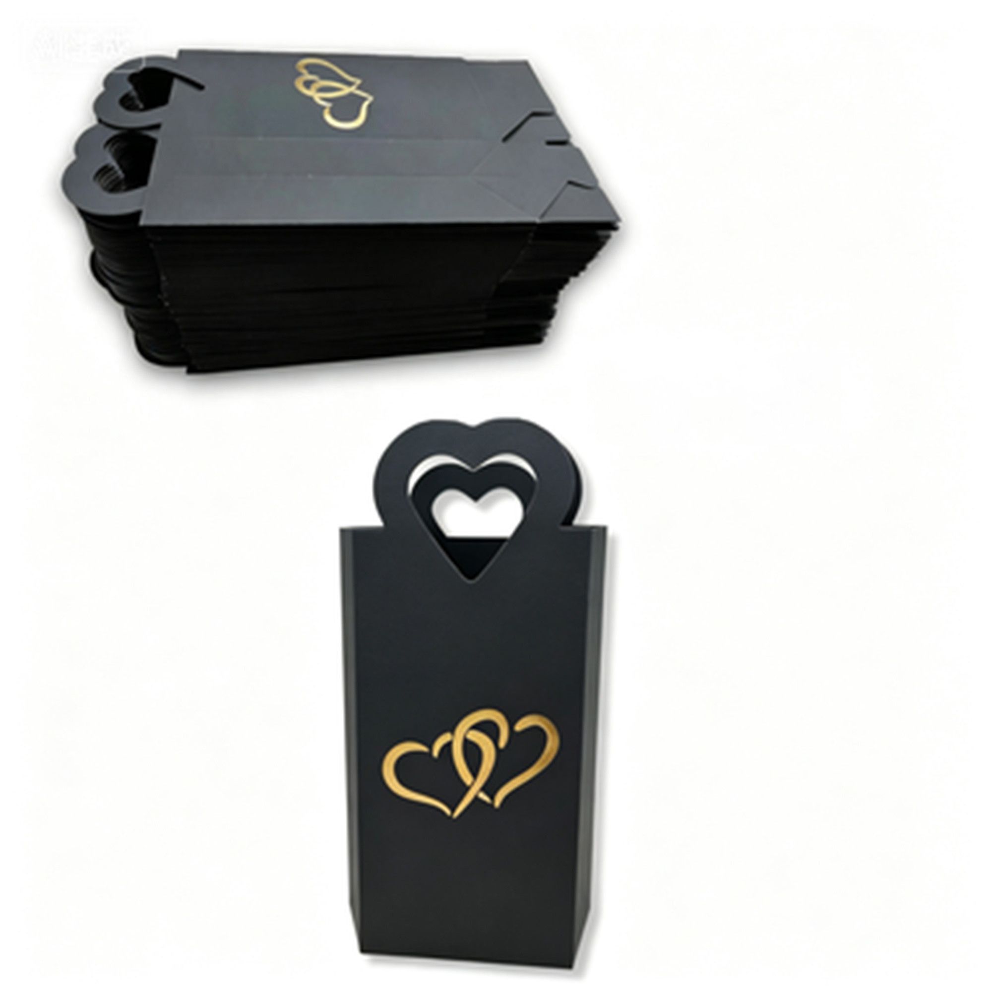 12pcs Luxury Silver Foil Heart Jewelry Boxes with Handle