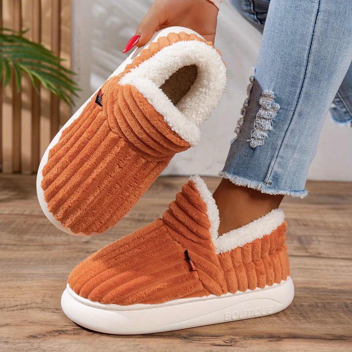 chaussures dintérieur dhiver pour femmes à semelle épaisse et doublure en peluche, style nouveau transfrontalier, chaussons pour hommes avec talon, chaussures pour femmes Détails du produit 26