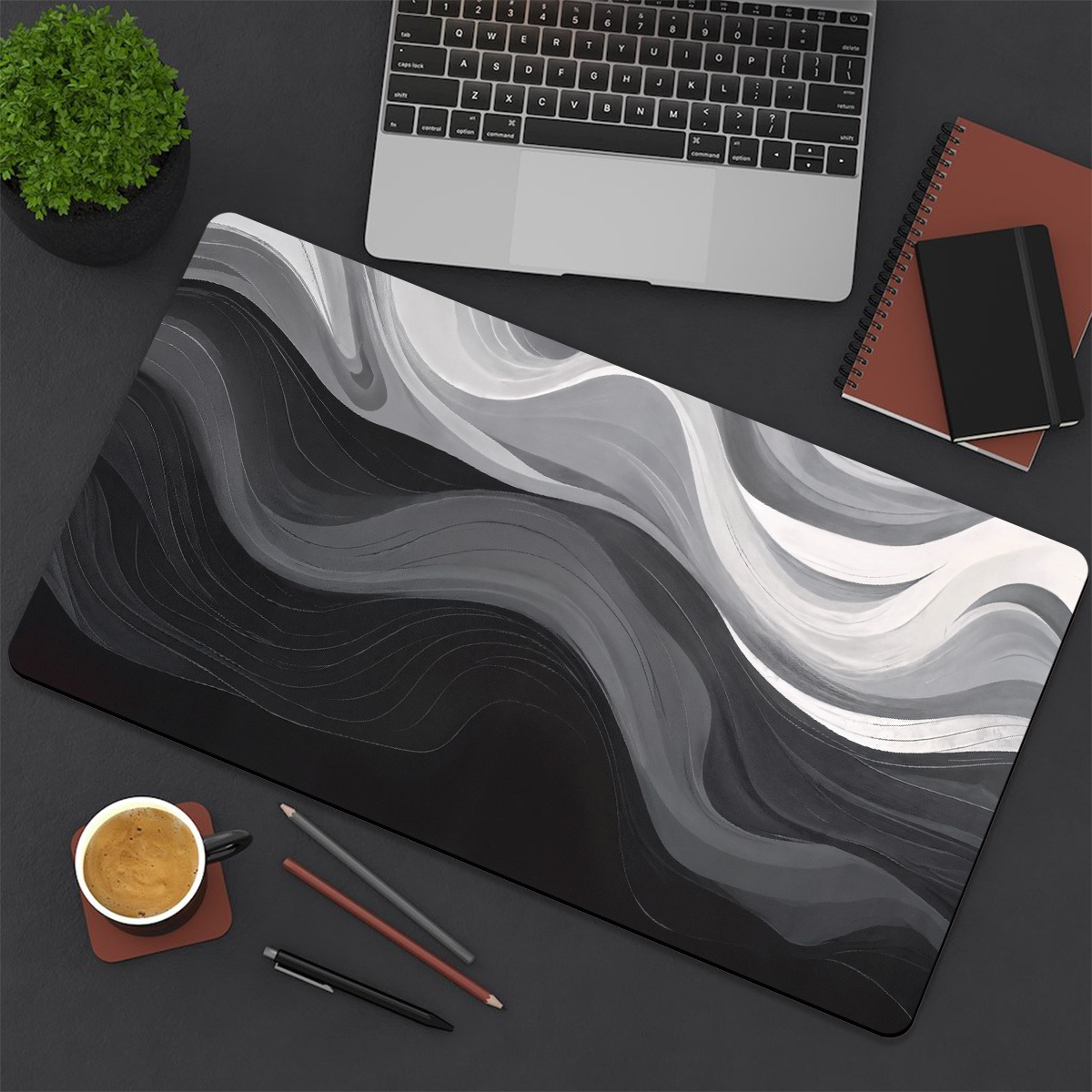 1pc extended gaming mouse pad and pc desktop keyboard pad black white and gray striped stream of   pattern laptop protector study desk mat durable non slip base high definition printing multiple sizes   xl xxl Product details 2