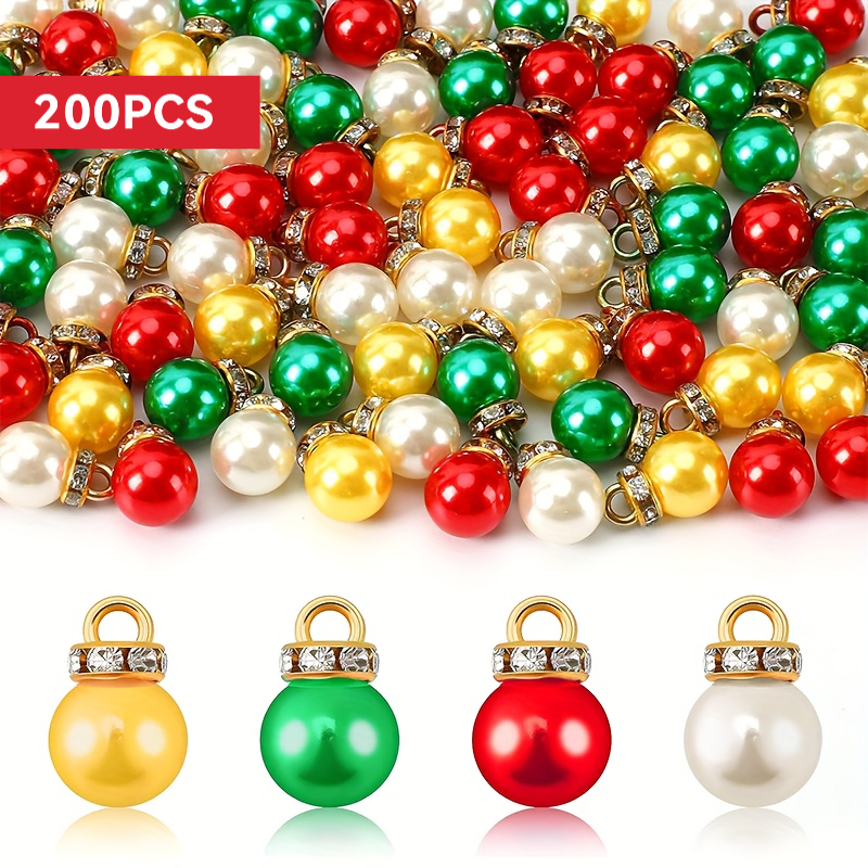 TEMU 100/200 Mini Christmas Ornaments - Red, Green, And Golden Glitter Balls With Hanging Loops, Suitable For Decor, Parties, Wreaths, And Floral