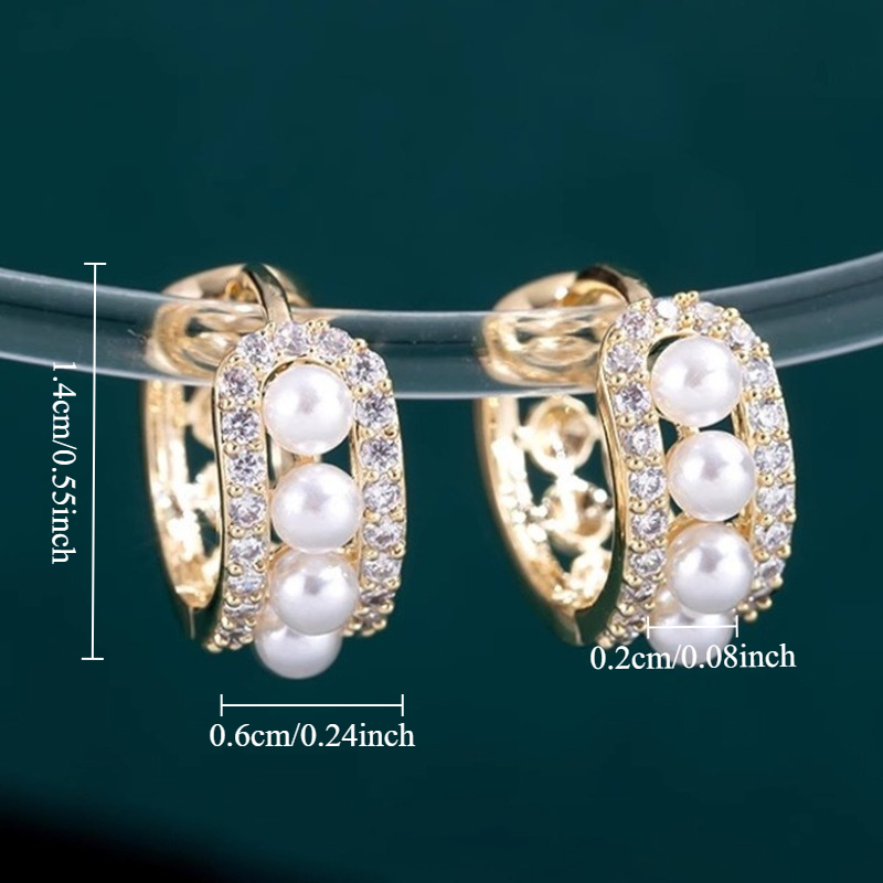 Women's Synthetic Zirconia Hoop Earrings, Elegant Design