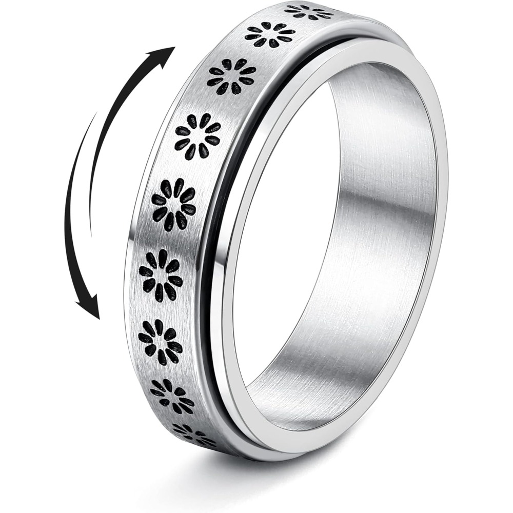 Fidget Spinner Ring For Men Fidget Toys 316l Stainless Steel Jewelry Gift Size 5, For Teenager