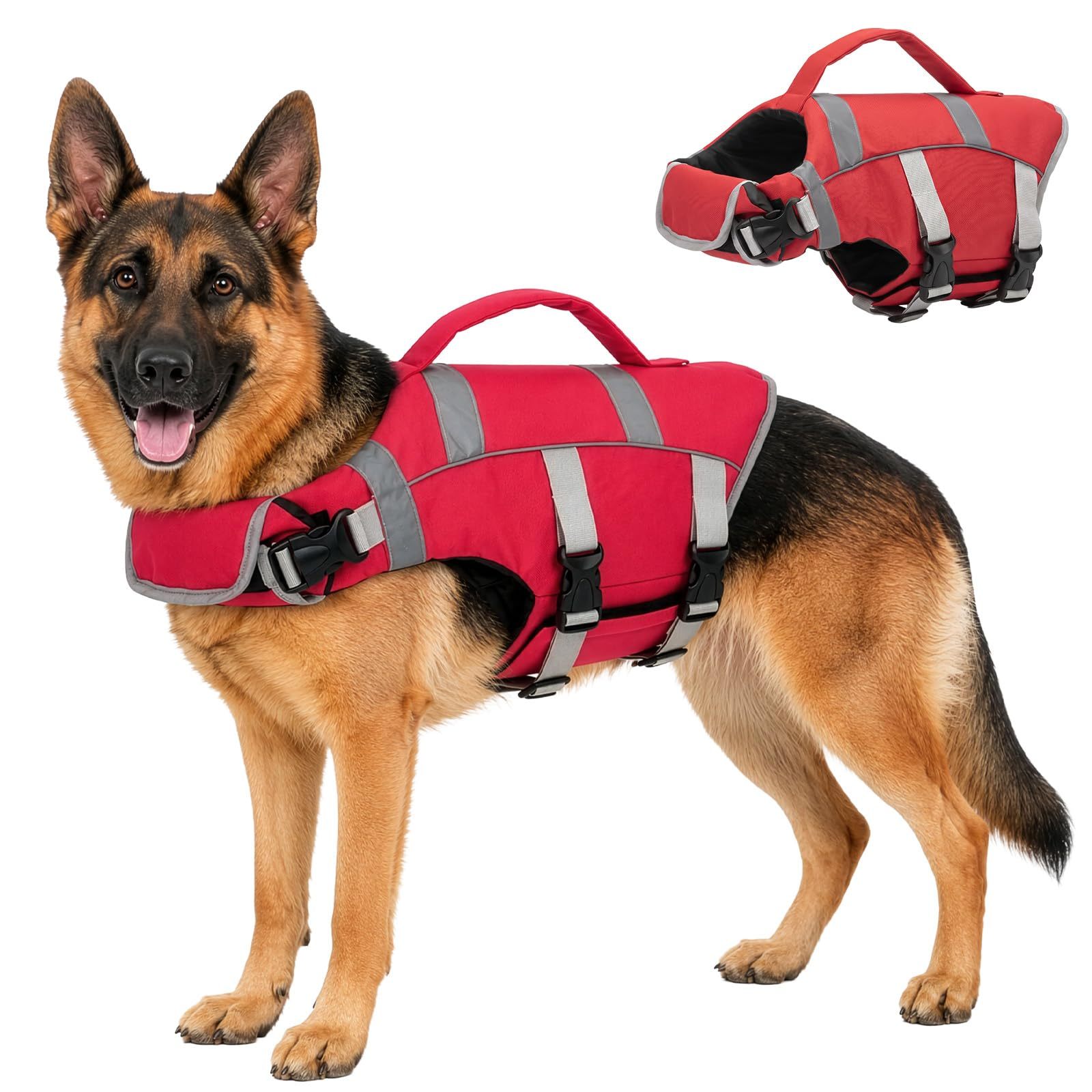 Image of Dog Lifestyle With Handle Swimming Aid With Reflective Stripes For Visibility
