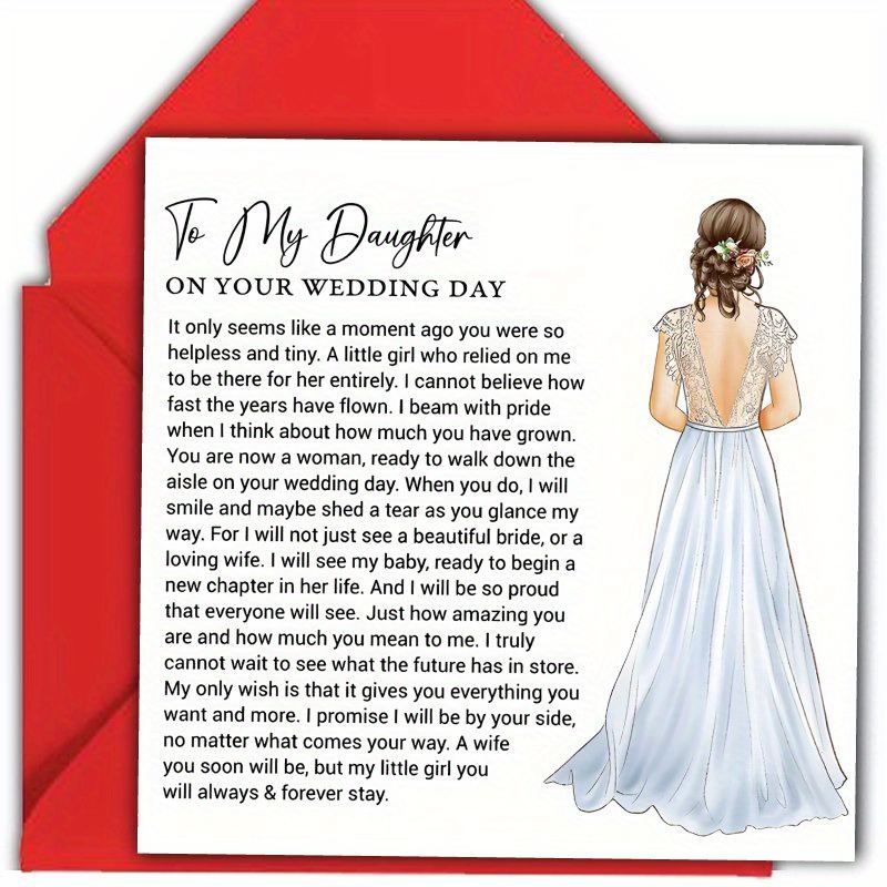 TEMU Fun Wedding Card Gift For Daughter 1pc Funny Daughter On Your Wedding Day Square Card, Wedding Any Occasion, Ideal Gift For Daughter, The Best