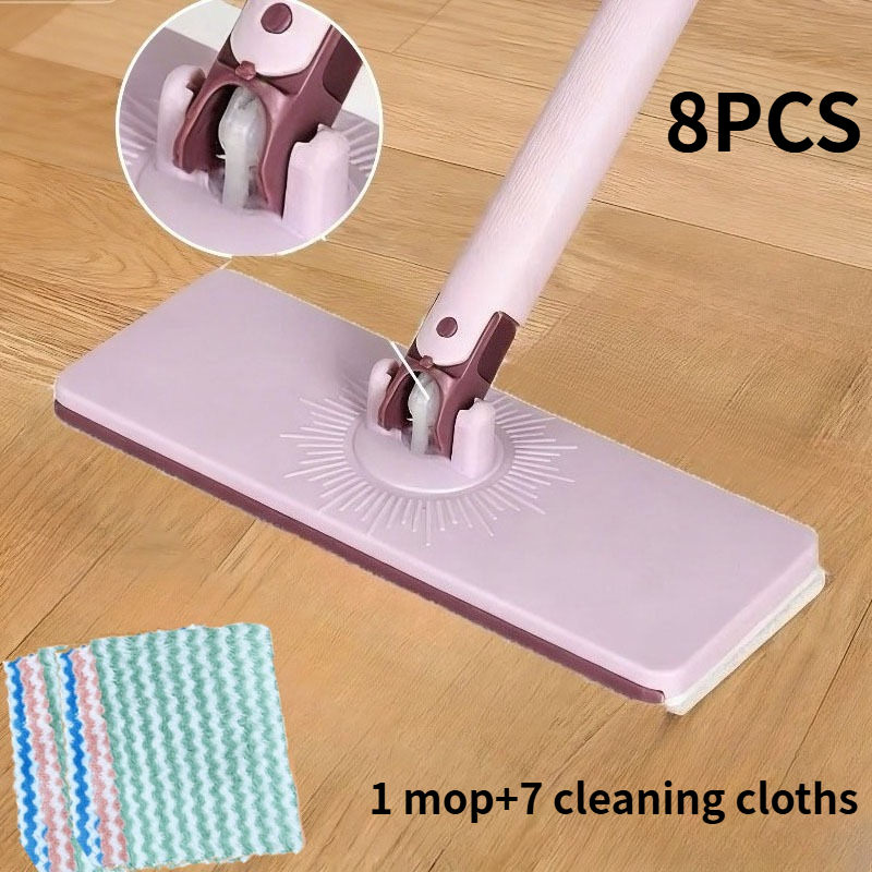 E-shop 8-teiliges [1 Mopp + 7 zufällige Farben Stoff] Haushaltsreinigungsmopp, ausgestattet mit Ersatzstoff und Mopp-Kombinationsset, inklusive einem