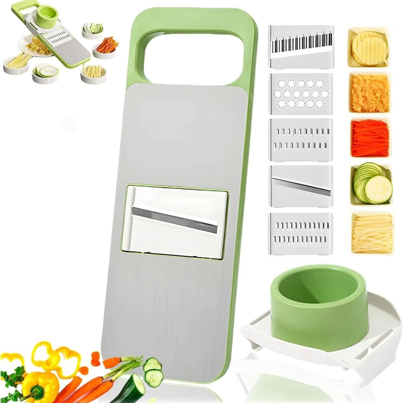 save half   in kitchen preparation 7pcs of stainless steel accessories one click switching slicing shredding grating potatoes carrots   are   handled and you can produce   dishes without practicing knives