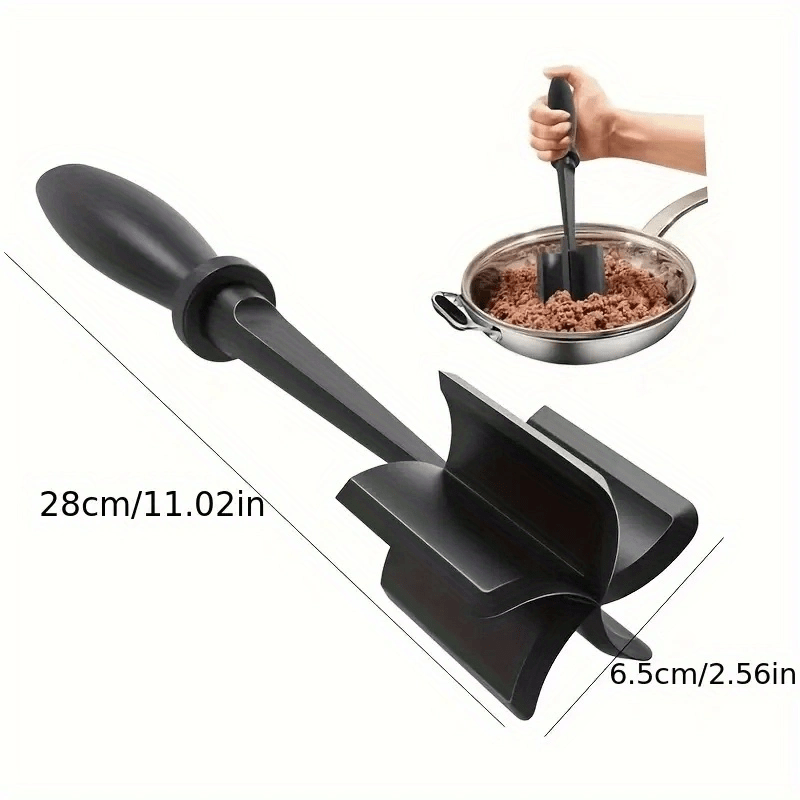 TEMU Heat Resistant Meat Chopper With 5 Curved Blades Non Stick Nylon Ground Beef Masher For Hamburger And Kitchen Tool Black Handle Ground Meat