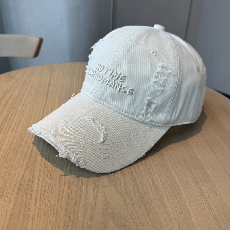 TEMU New Ripped Washed Baseball Cap Women'-dimensional Letter Embroidery Shows Small Face Duck Tongue Hat Large Head Street Men's Trendy