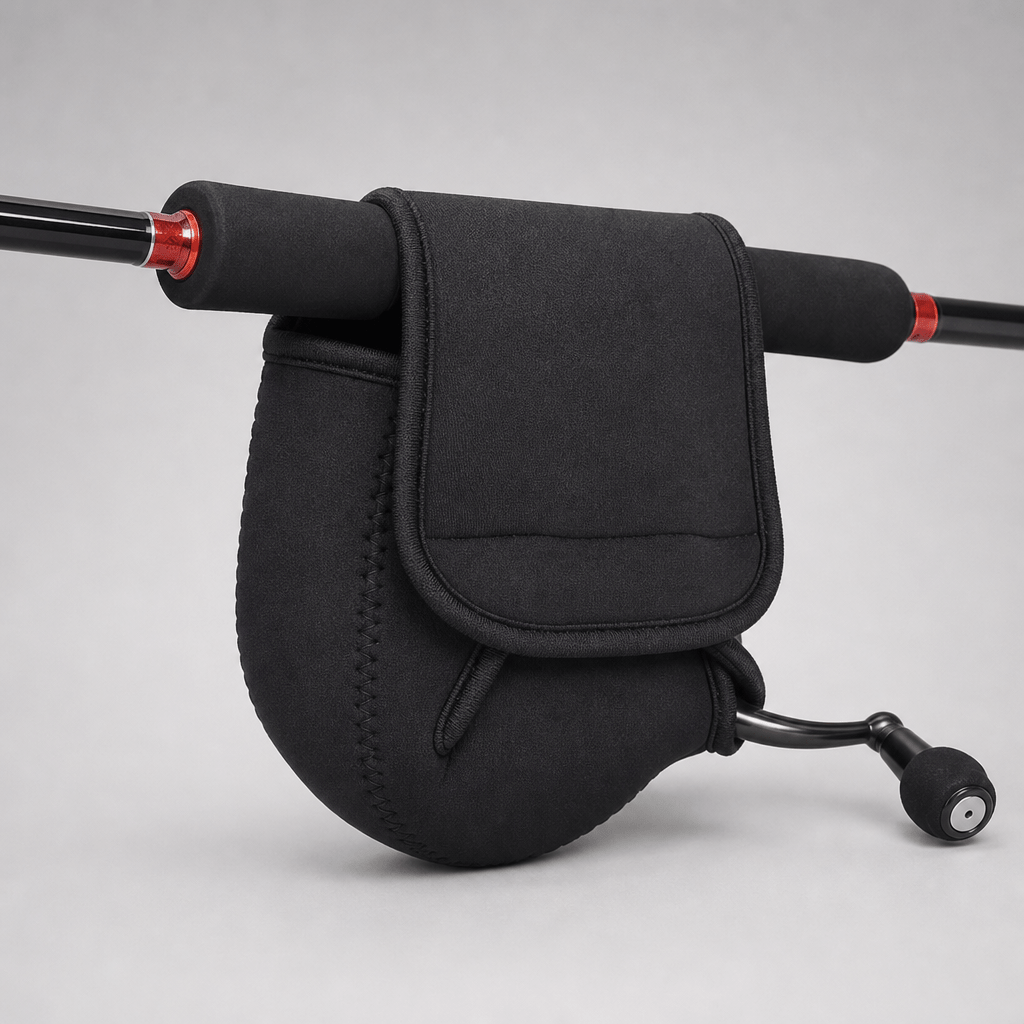 TEMU 1pc Itechjoy Large Black Spinning Reel Cover Suitable For Long-cast Saltwater/freshwater Fishing, Soft Fabric Reel Protector With Slot Design &