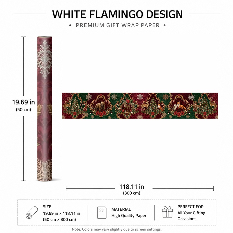 TEMU 1 Roll 50x300cm (19.7x118.1in) Winter Architectural Gift Wrap Paper For Christmas Holiday Party, Gift Wrapping Paper Featuring Elegant Deer And