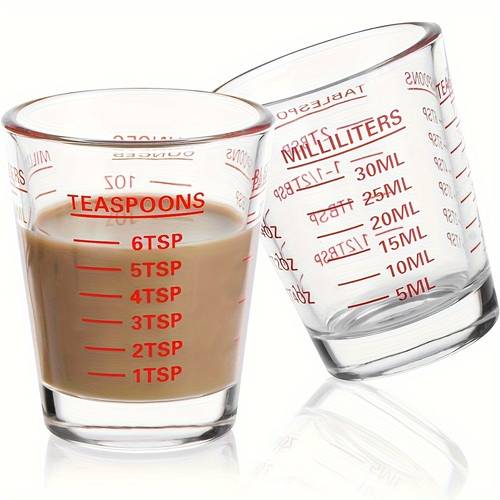heavy duty glass measuring cup set with scale 1oz 30ml microwave safe ideal for espresso and wine kitchen essentials glass measuring cup