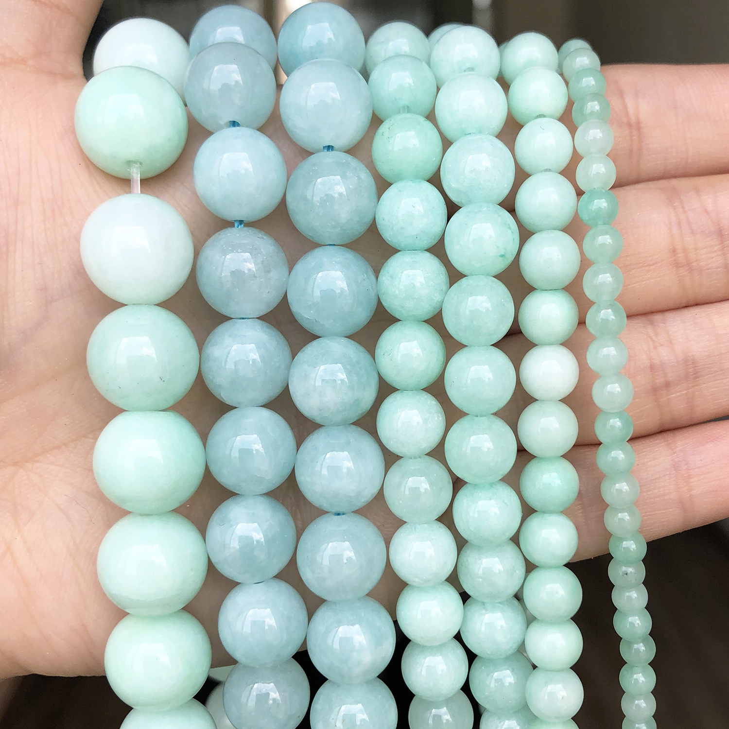 TEMU 4/6/8/10mm Natural Amazonite Stone Beads - Round Loose Suitable For Making, Or Rough Beads With Curved Base For Bracelets, Necklaces, Earrings