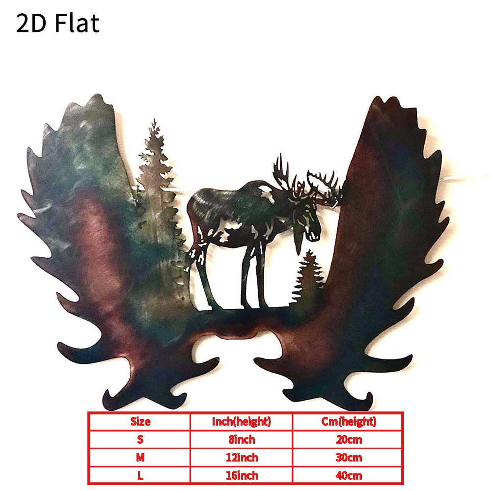 TEMU 2d Flat 1pc Moose Antler Metal Wall Wildlife Decor Stylish Sign For Cabin Room Unique Father's Day Birthday Gift For