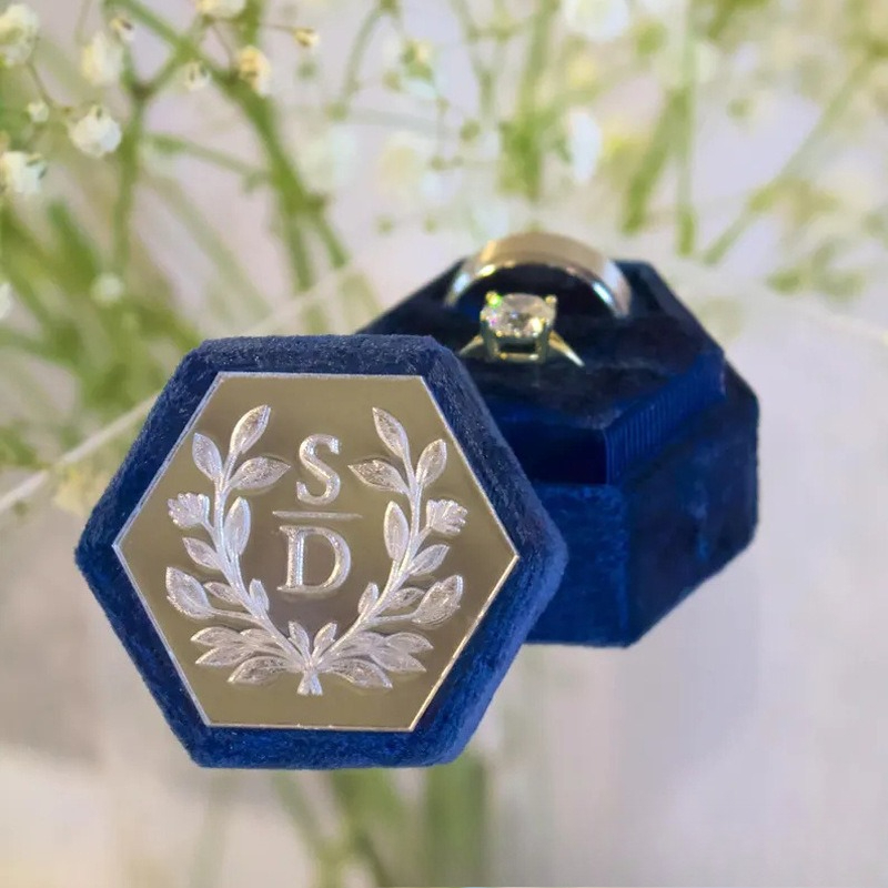 Customizable Hexagonal Velvet Jewelry Box
