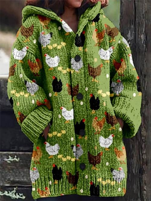 plus size womens long hooded sweatshirt with chicken and egg print picnics garden parties spring or a to in sizes xs 2xl