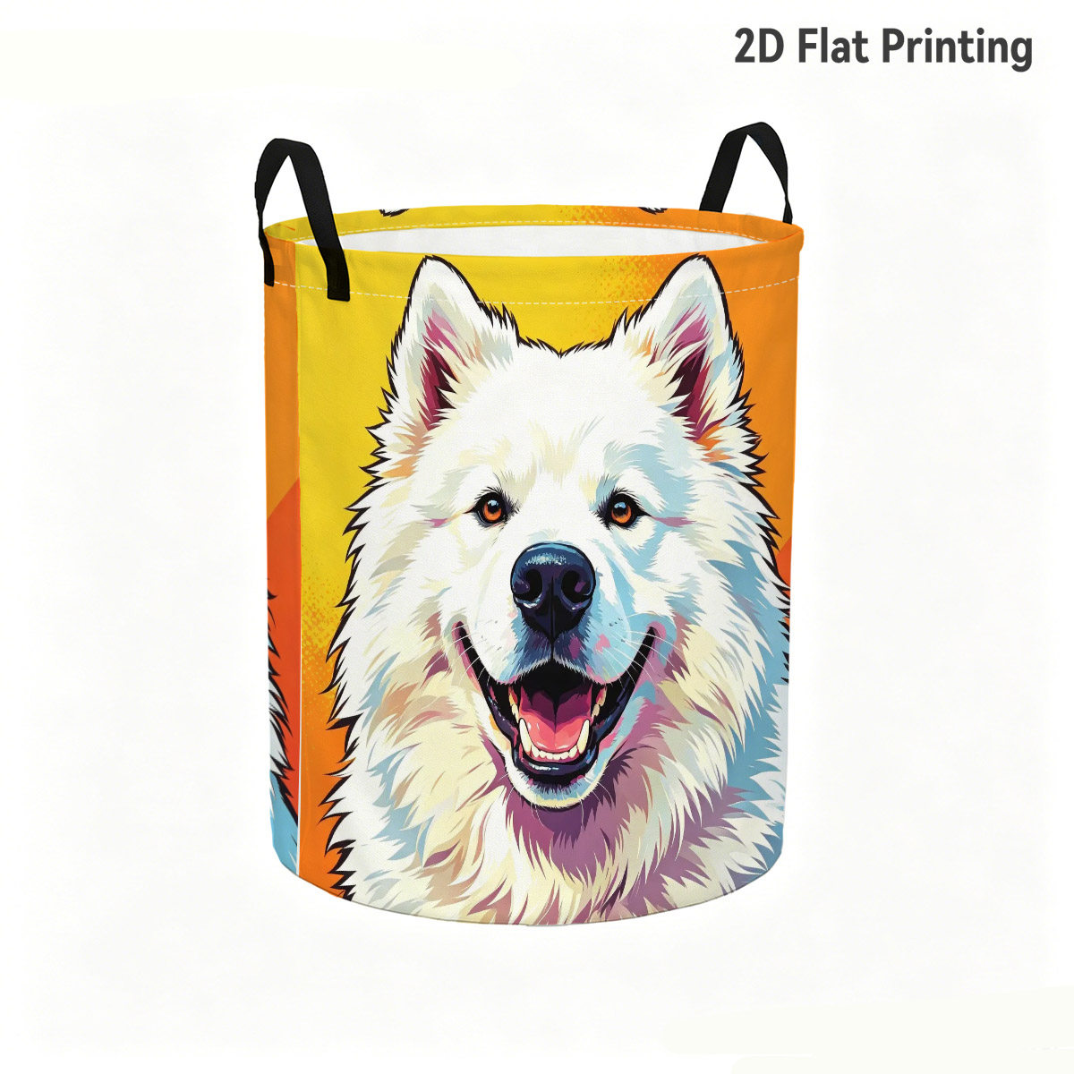 item picture 2d flat 1pc   art white   laundry hamper smiling fluffy   washing clothes storage for home closet dorm room corner cozy apartment nook for pet lovers busy renters 2d flat laundry baskets