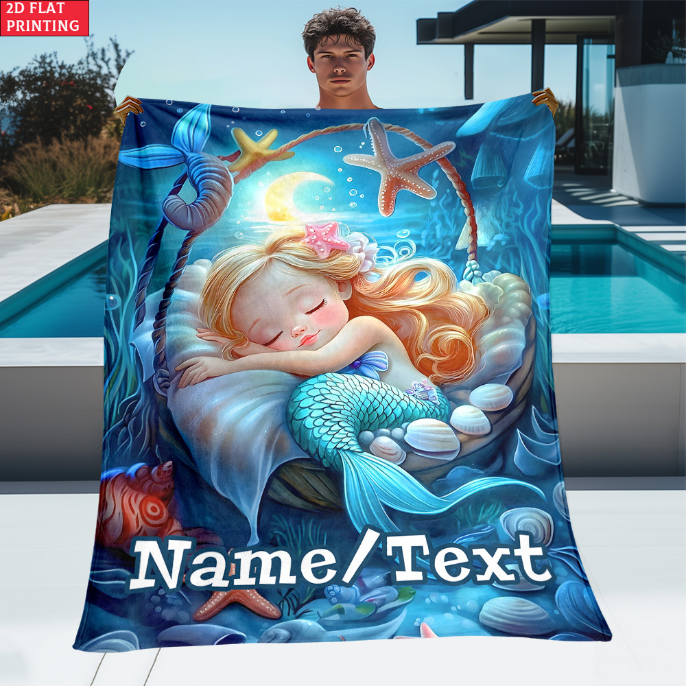 TEMU 2d Flat 1pc Sleeping Custom Name Portable Blanket-lightweight Home Furnishings Bedding Blanket Suitable For Travel Camping Living Rooms Offices