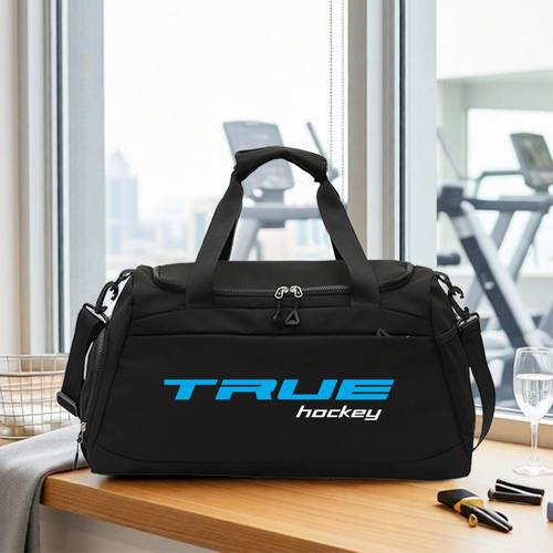 1pc true hockey printed travel bag stylish sporty luggage bag large capacity travel tote bag adjustable shoulder strap wet and dry separate shoe compartment suitable for vacations gym trips picnics perfect easter graduation