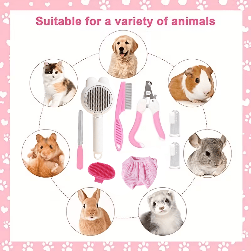 An 8pcs Grooming And Cleaning Kit for Cats, Including a Breathable Anti-Scratch Mask, Self-Cleaning Brush, Nail Clippers, Comb, De-Shedding Brush, And Toothbrush—Keeping Your Cat Clean, Healthy, And Happy - Image 4