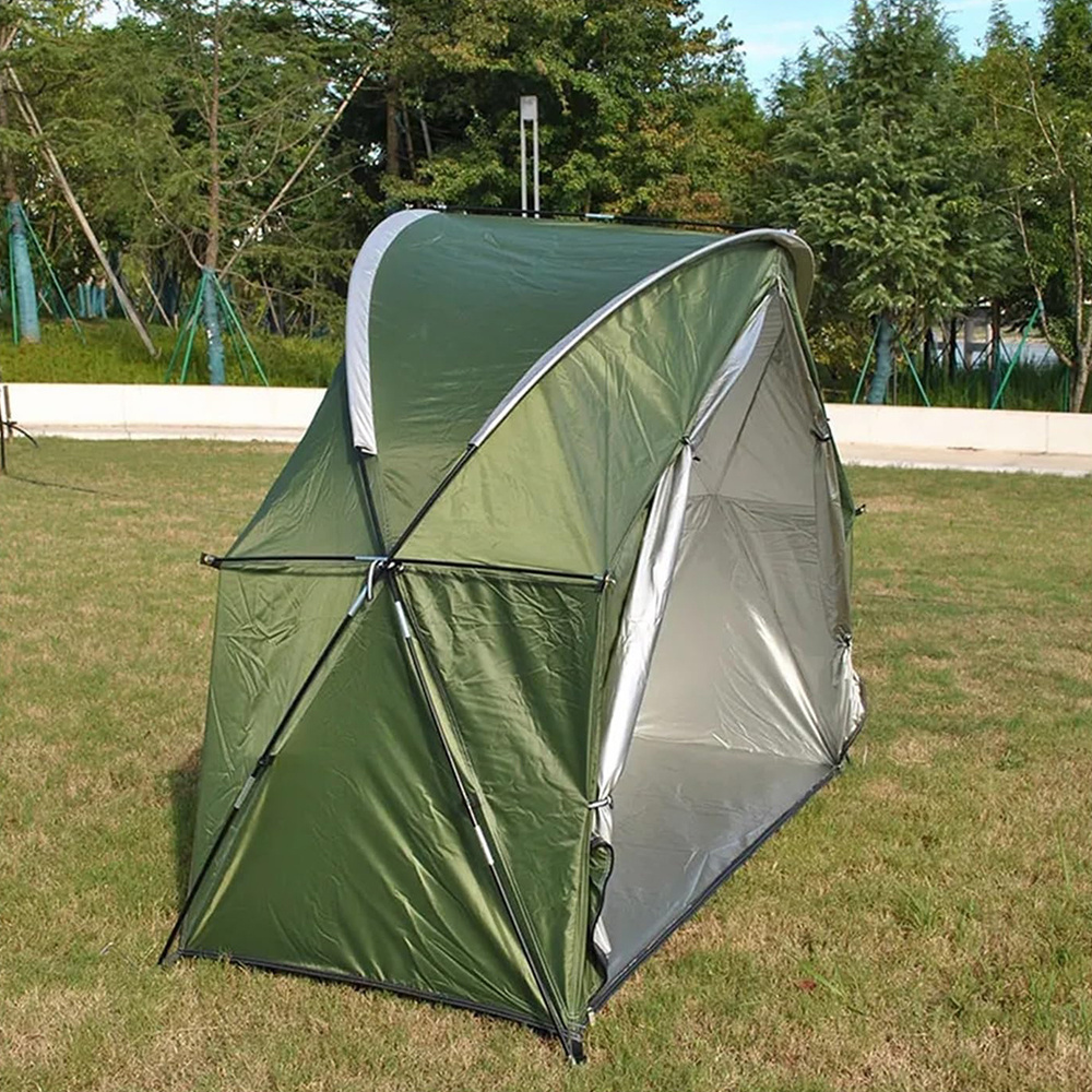 Image of 200x145x80cm Military Green Camping Tent With Silver Coating, Multi-use Outdoor Storage Shelter For Bicycle Garden Equipment, Bedding Not Included