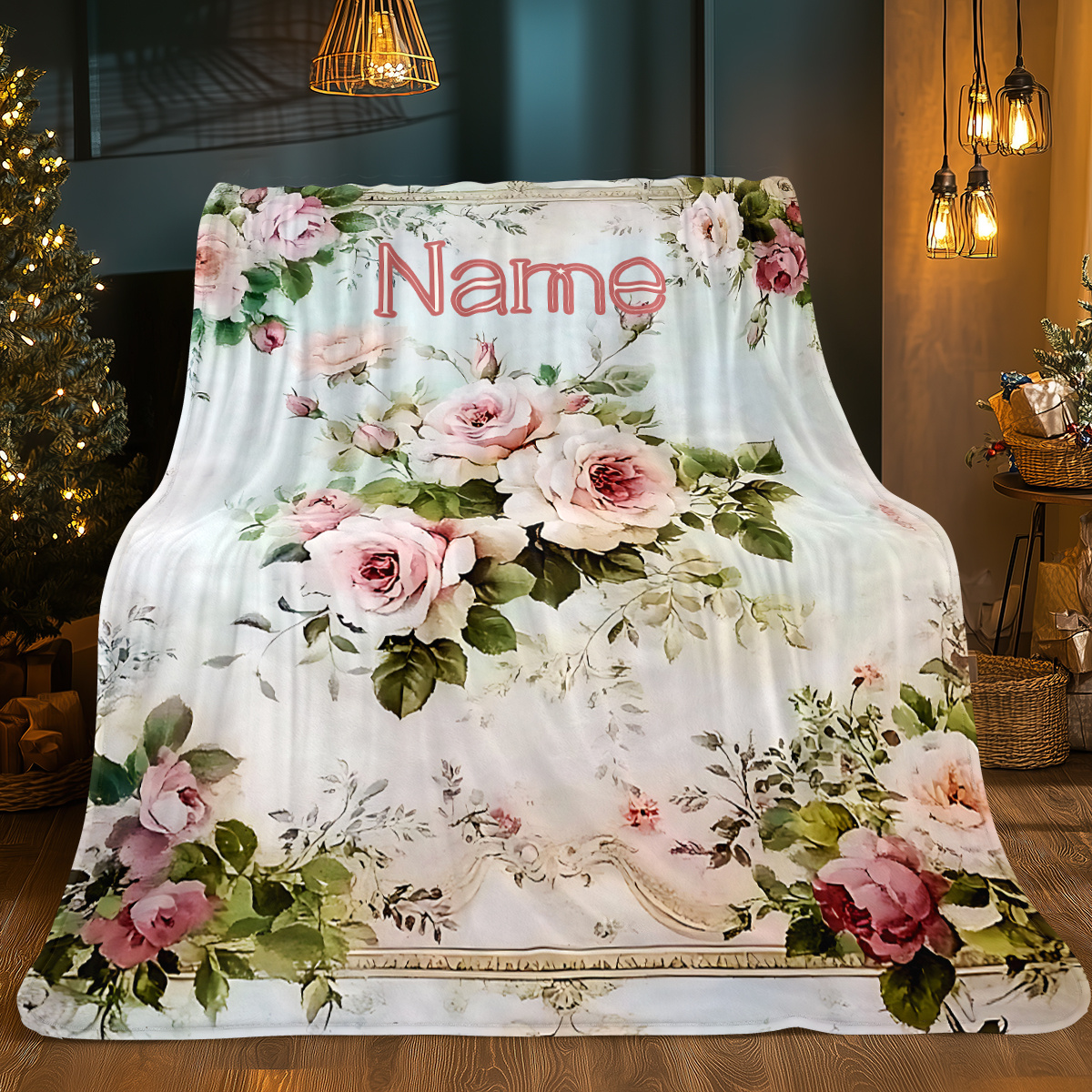 personalized floral name blanket soft lightweight flannel Temu