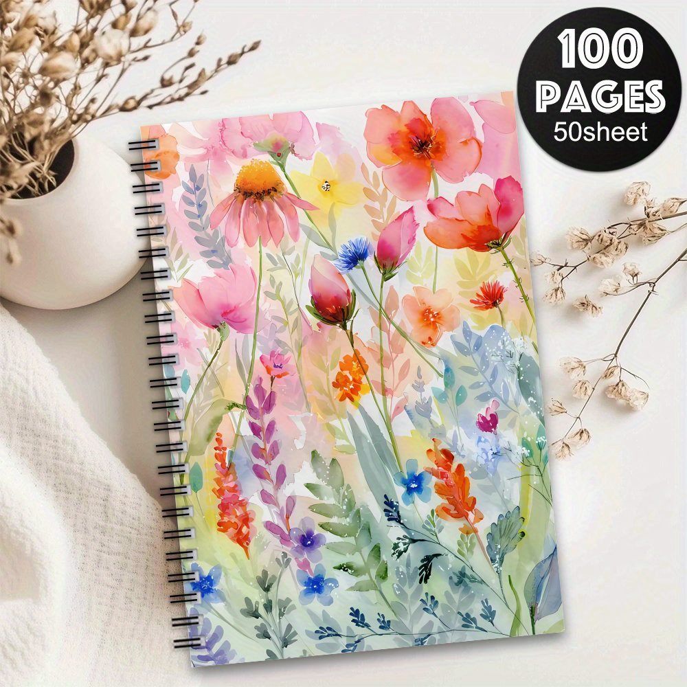 TEMU Carnet Fleurs de Printemps Esthétique 1pc - Carnet de Notes pour , Bloc-notes , Cahier de Plans d'Enseignement, Cadeau pour Maman, Organisateur