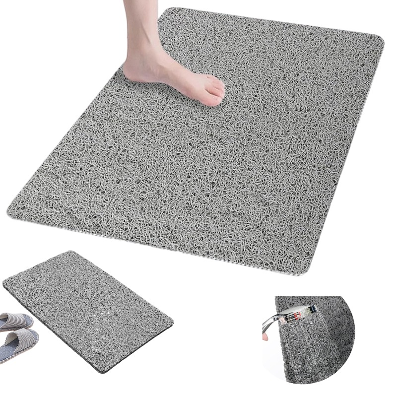 Image of Shower Mat Non-slip 80 X 100cm - Extra Large Safety Bath Mat With Drainage Holes, Massage Non-slip Mat For Shower, Rectangle Shower Mat With Loofah Texture Mesh Bottom Non-slip Quick-drying