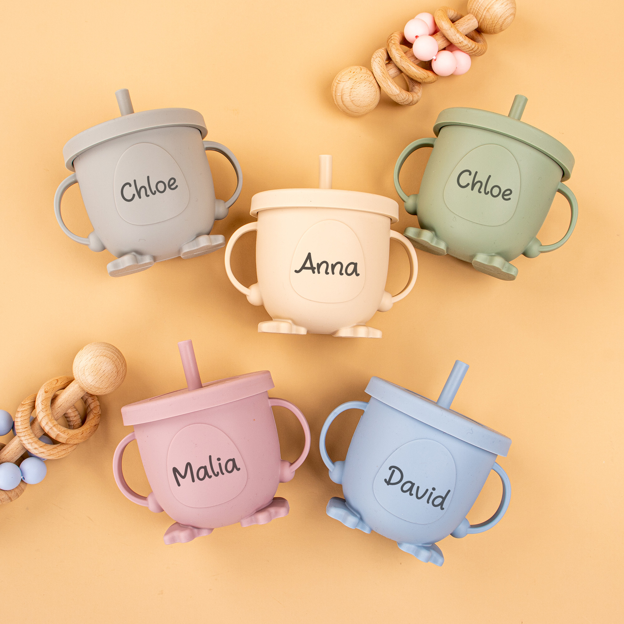 Custom * Silicone Sippy Cup for Babies 6 Months+ with Straw, Personalized  Engraved Toddler Training Cup Baby Gift Baby Shower Gift