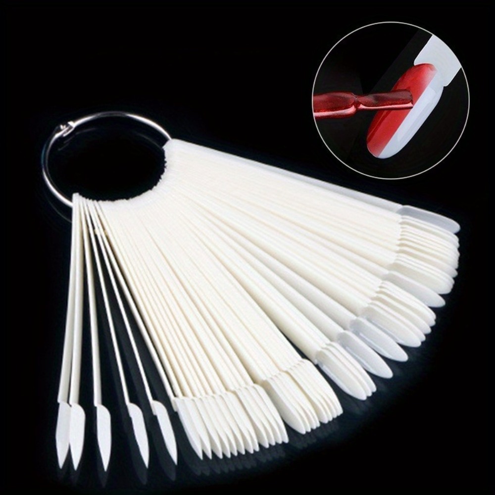 TEMU 51pcs Nail Practice Tablet Set, Including 50pcs Nail Plates And 1pc Retaining Ring, Or Gel Nail Practice, Nail Bars, Toenail Polish Applicators,