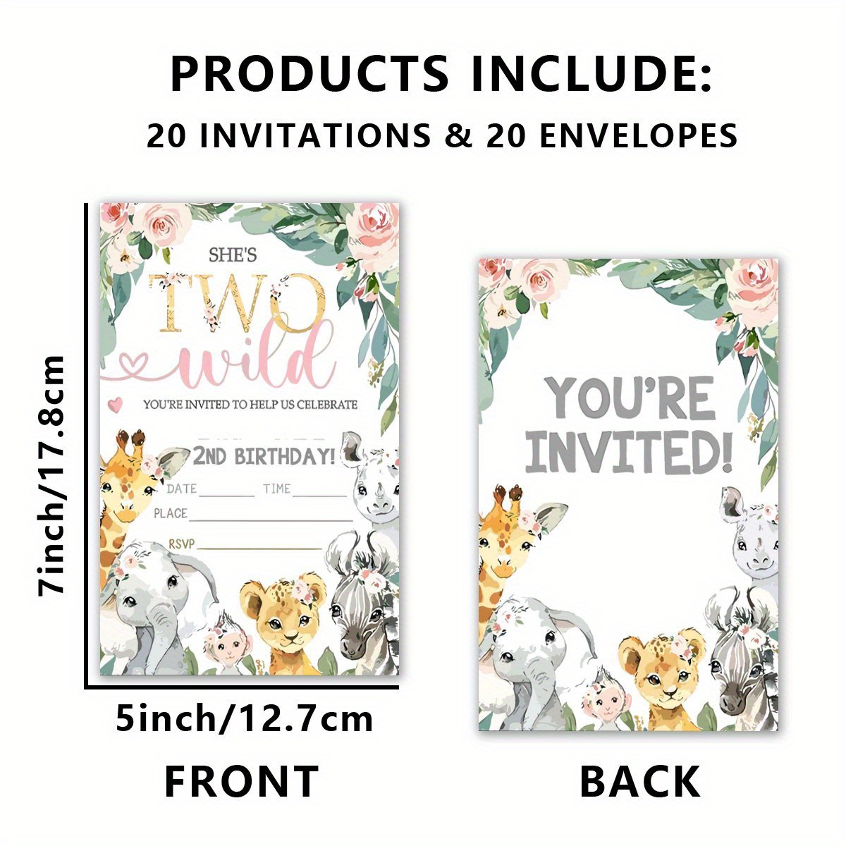 TEMU 20 Pack Birthday Invitations, Personalized 2nd Cards Envelopes, , Invitations For