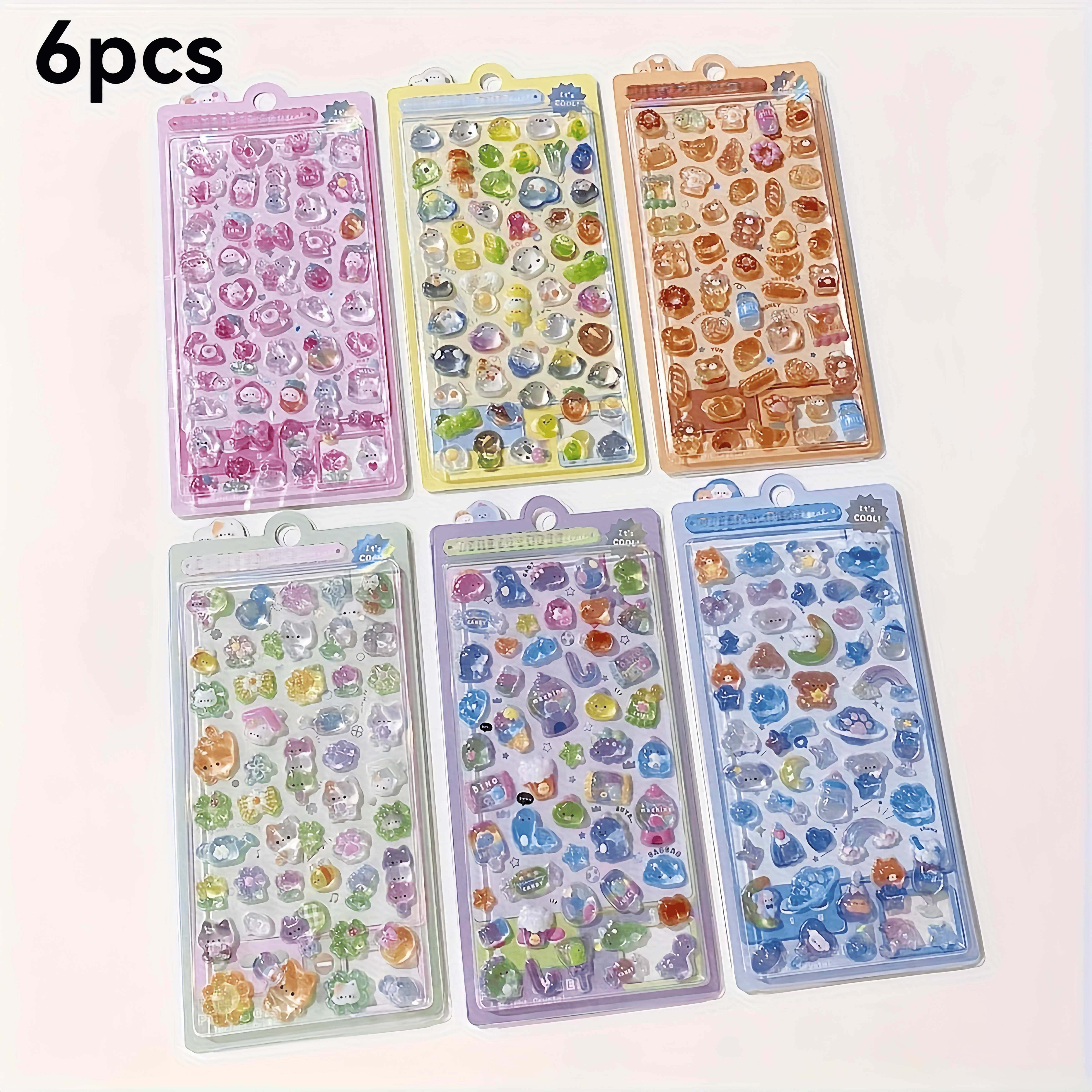 set of 6 stickers 3d stickers decorative stickers cute embossed decorative notebook journal adorable glitter stickers   phone decoration crafts gifts