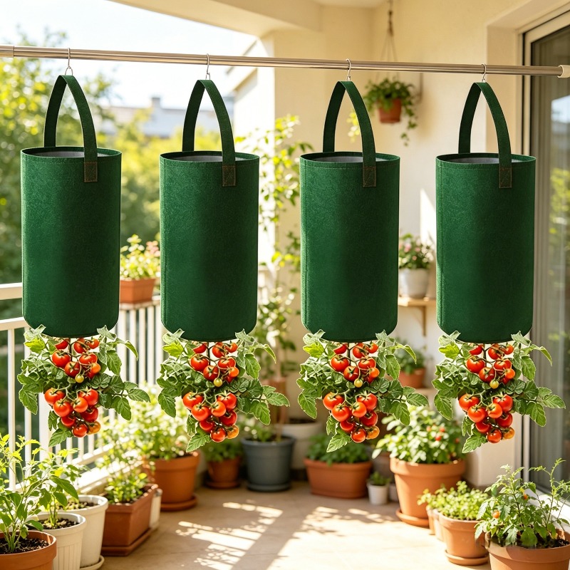 Vegetable Growing Bags, Upside-Down Hanging Growing Bags, Easy to Install, Designed with Zippers at The Bottom, Suitable for Growing Vegetables And Green Plants Indoors Or Outdoors