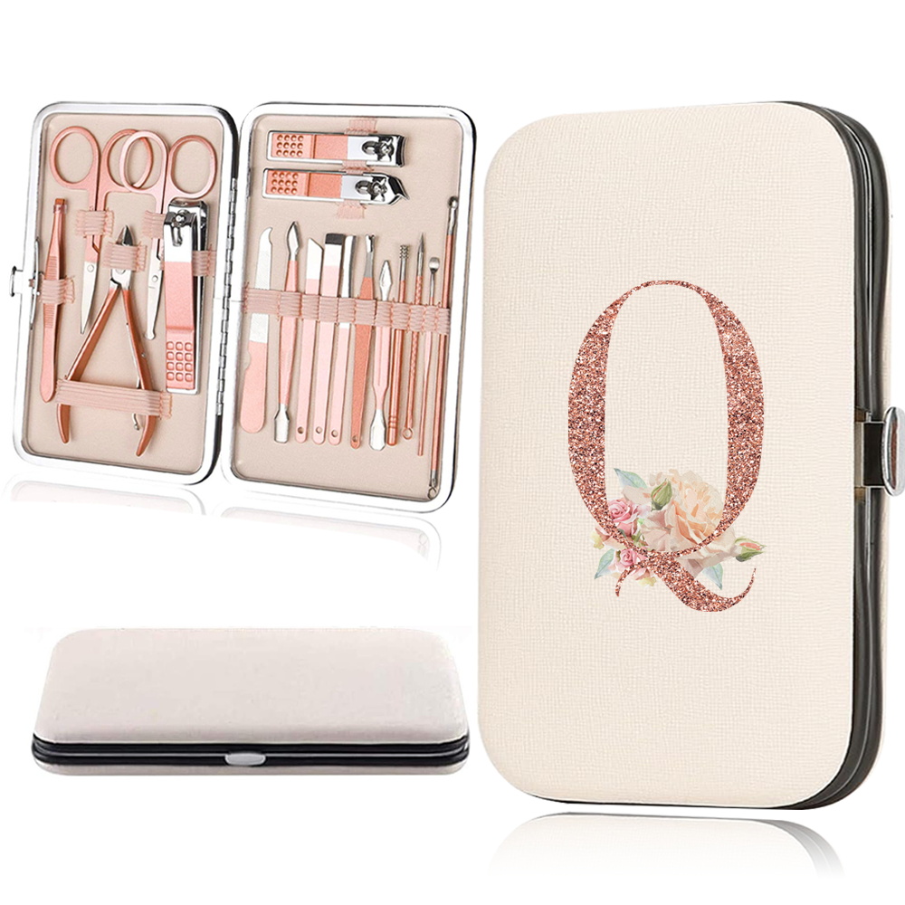 18pcs Rose Golden Nail Studio Set with Portable Storage Box