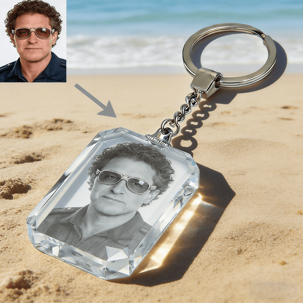 TEMU 1:1 Portrait Customization Crystal Glass Keychain - Customized Personalized Couple Photo - Perfect For Keys, Bags And Car Decoration - Ideal