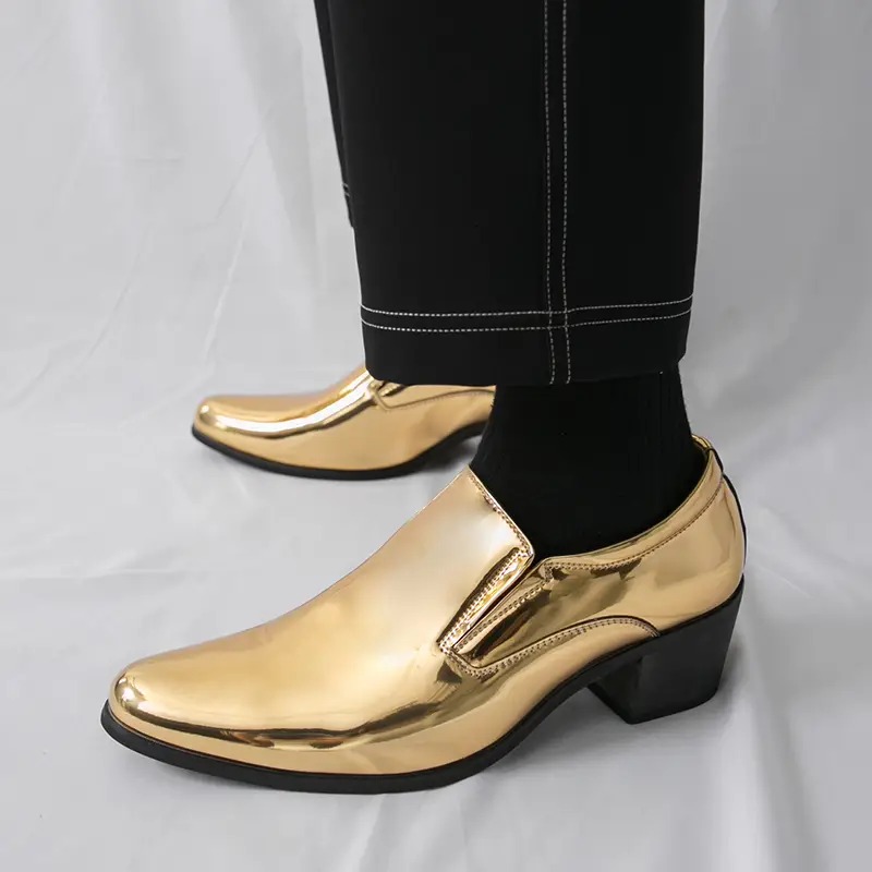 mens shoes golden stylist chelsea high heels pointed toe - Temu Bahrain mens shoes golden stylist chelsea high heels pointed toe - Temu Bahrain