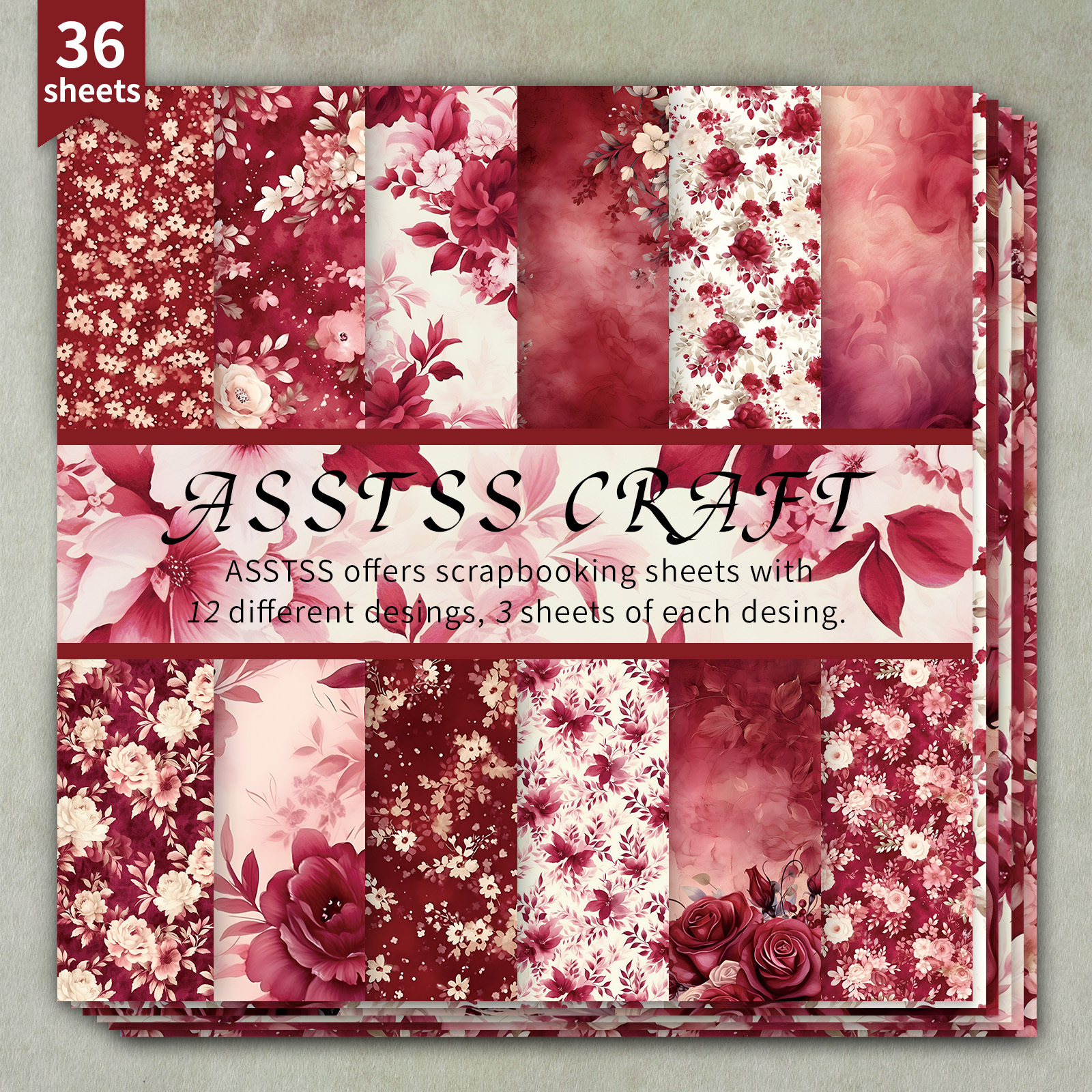 TEMU Bloc de papier scrapbooking de 36 feuilles mesurant 6X6 pouces, avec un design floral aquarelle rétro dans un style shabby chic. Ce papier