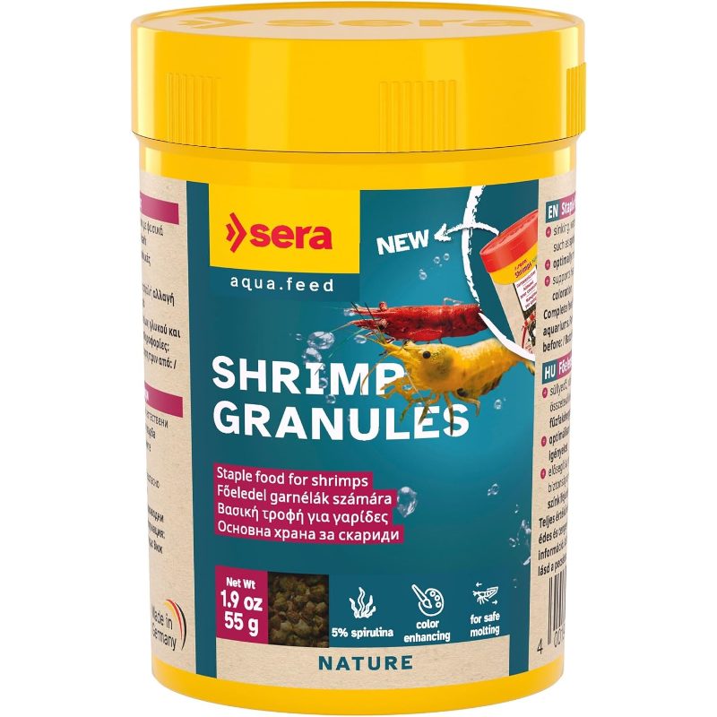 Shrimp Granules, Invertebrate Staple Food, Sinking, Stable Granules with Natural Ingredients Like Spirulina And Willow Bark, Freshwater And Marine Aquariums, 100Ml (55G)
